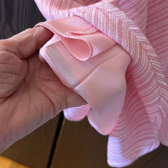 Loft petite linen blend sleeveless, midi dress. White and pink striped. S 6P - Picture 8 of 8